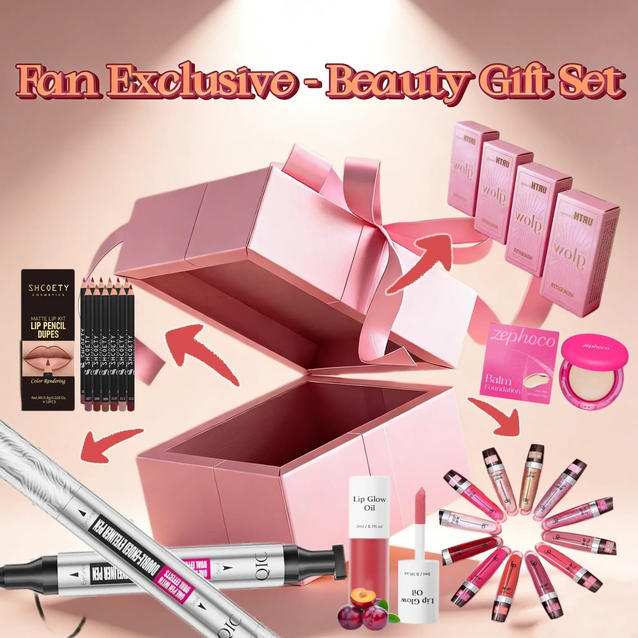 Tiktok Fan Exclusive Beauty Gift Box, Random 3-Piece Makeup & Skincare Set, Beauty Essentials Set, Beauty Sets, Includes Eyeshadow, Lipstick, Mascara, Limited Time Offer