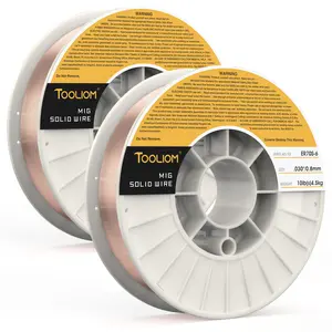TOOLIOM ER70S-6 .030"/035" Mild Steel MIG Solid Welding Wire on 10-Pound Spool for All Position Welding, 2 Packs