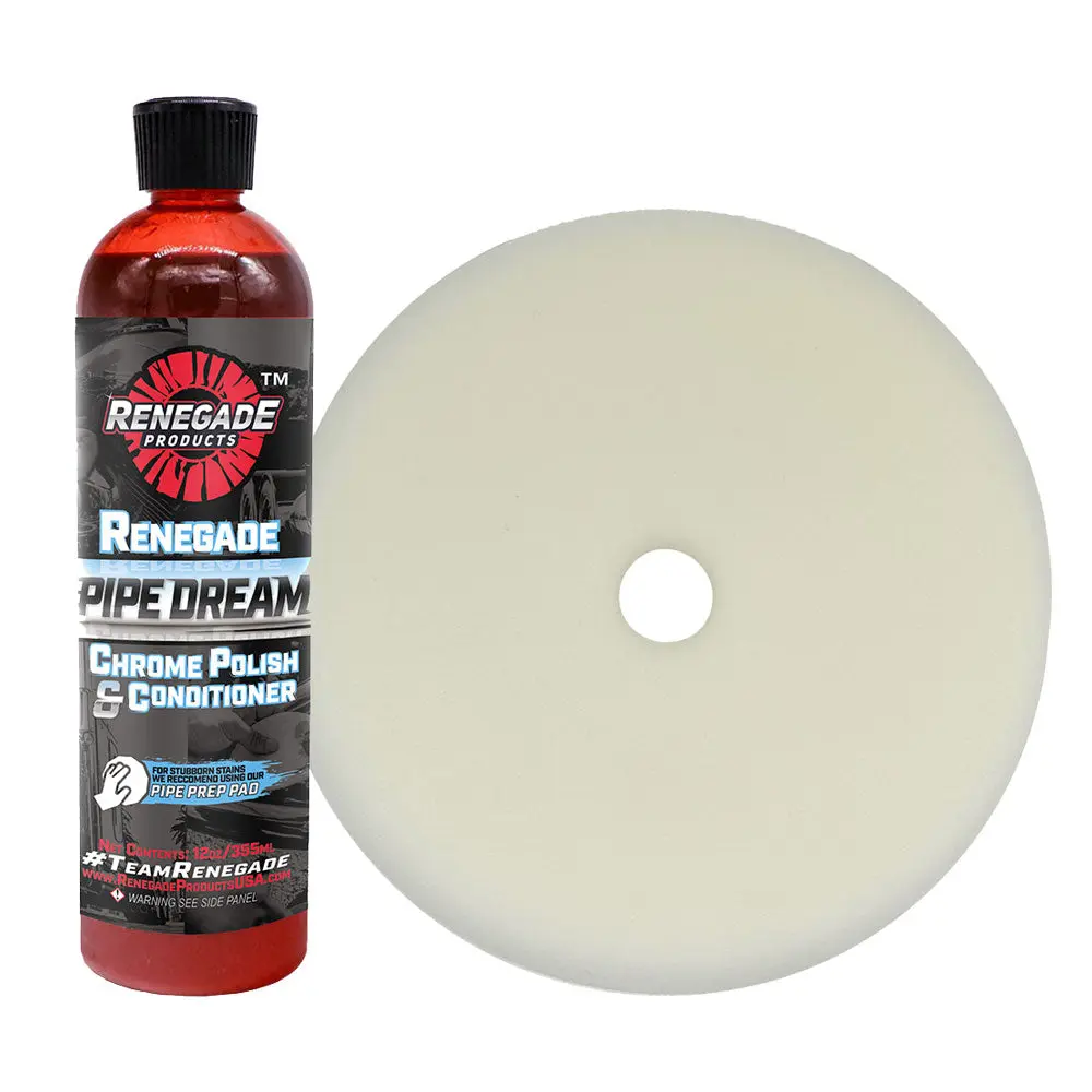 Renegade Products Chrome Refinishing Bundle for Polishing and Conditioning Chrome Surfaces – Pipe Dream Polish & Foam Pad