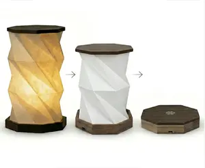 Flexifold Zen Lamp - Wood & Paper Foldable Accordion Night Light, Dimmable Warm White Glow, 360° Portable Wireless USB Rechargeable Camping Lantern, Minimalist Japandi Wabi-sabi Room Decor, 2026 Graduation Gift，graduation gifts