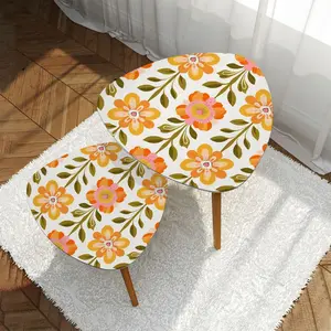Scandinavian Mid Century Modern Floral Modern Danish Nesting Table Side Table Furniture