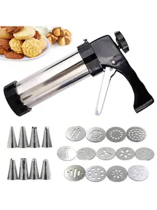 Cookie Press Kit Stainless Steel Spritz Cookie Press Baking Tool With 13 Discs 8 Icing Tips For Diy Biscuit Maker