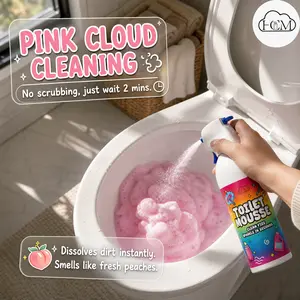 Peach Scent Gentle Yet Effective Multi-Use Toilet Mousse Cleaner – Splash-Proof, Bleach-Free, and Non-Toxic Formula for Faucets, Tile, Drains, and Porcelain – Thick Foam Clings to Dirt, No Brush Required, Leaves a Cleann