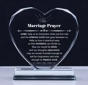 Wedding Gifts for Couples 2025, Marriage Prayer Plaque, Unique K9 Crystal with Inspiring Quotes, Anniversary Wedding Gifts for Couples, Newlywed Mr and Mrs Gifts.