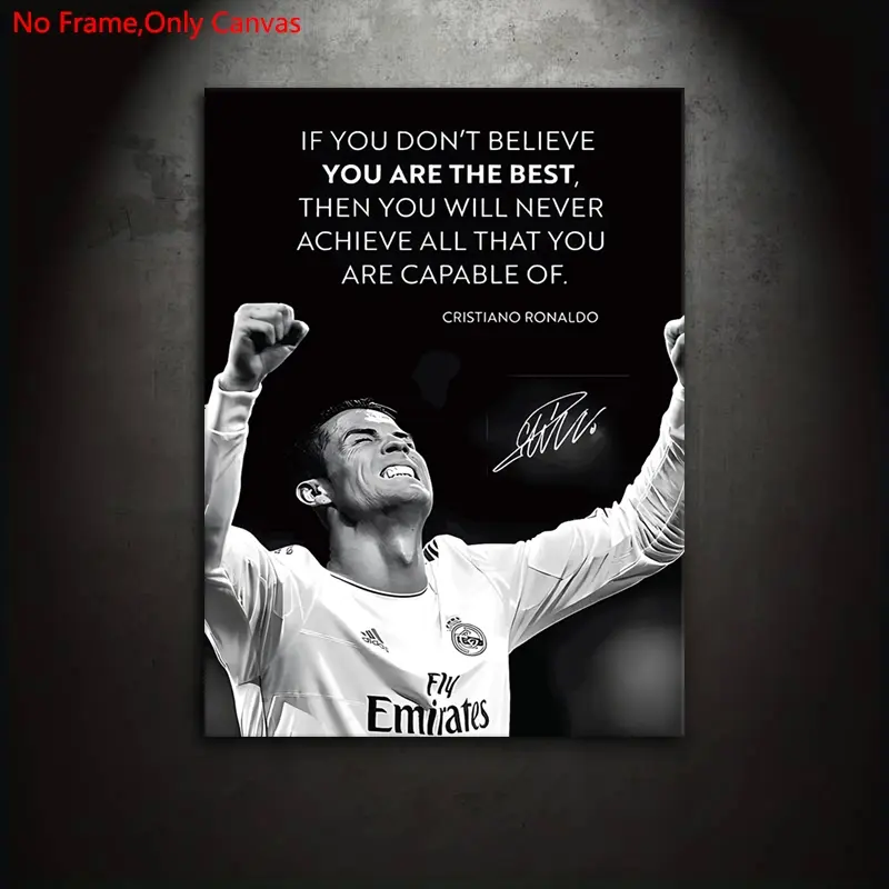 1 piece/set frameless canvas painting print posters, classic minimalist motivational art, Artwork, famous quotes, perfect gift for football sports culture enthusiasts, ideal for bedroom, living room, kitchen, mural, wall decoration