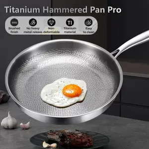【Cookware】Titanium Hammered Pan Pro with Lid 2025 New Upgrade 11 inch Non-Stick Ultra Durable Scratch Resistant Even Heating Frying Pans 3.1 Liters Compatible All Cooktops Lightweight Cookware Cookware Cookware