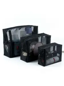 3-Piece Mesh Makeup Bag Set, Convenient Travel Storage Bags, Organized Cosmetic Organizer, Makeup Organizer Pouch, Cosmetics Organizer, Ideal for Travel and Daily Use