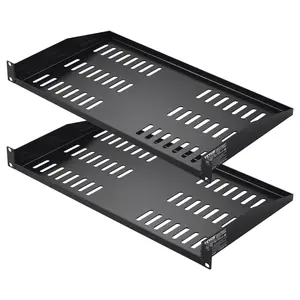 VEVOR 2PCS 1U Server Rack Shelf, 10"/254 mm Depth, 50 lbs Max Load Capacity Vented Cantilever or Wall Mount Rack Mount Shelf with Tray, Good Air Circulation for 19" Network Cabinet or Equipment Rack Installation Organiser