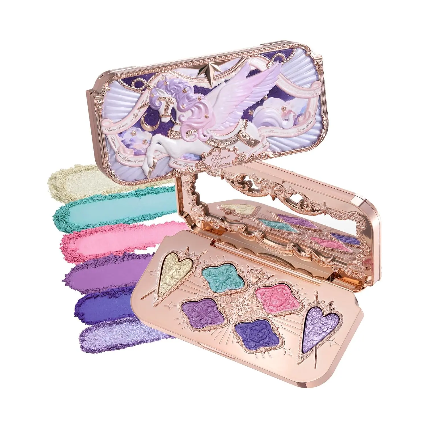 Knight Unicorn 6-Color Satin Makeup Palette, Colorful Shades | Fantasy Color-Rich Blendable Buttery Powder Formula, Gift-Ready Collectible Compact, Vegan (S03 Stellar Unicorn)