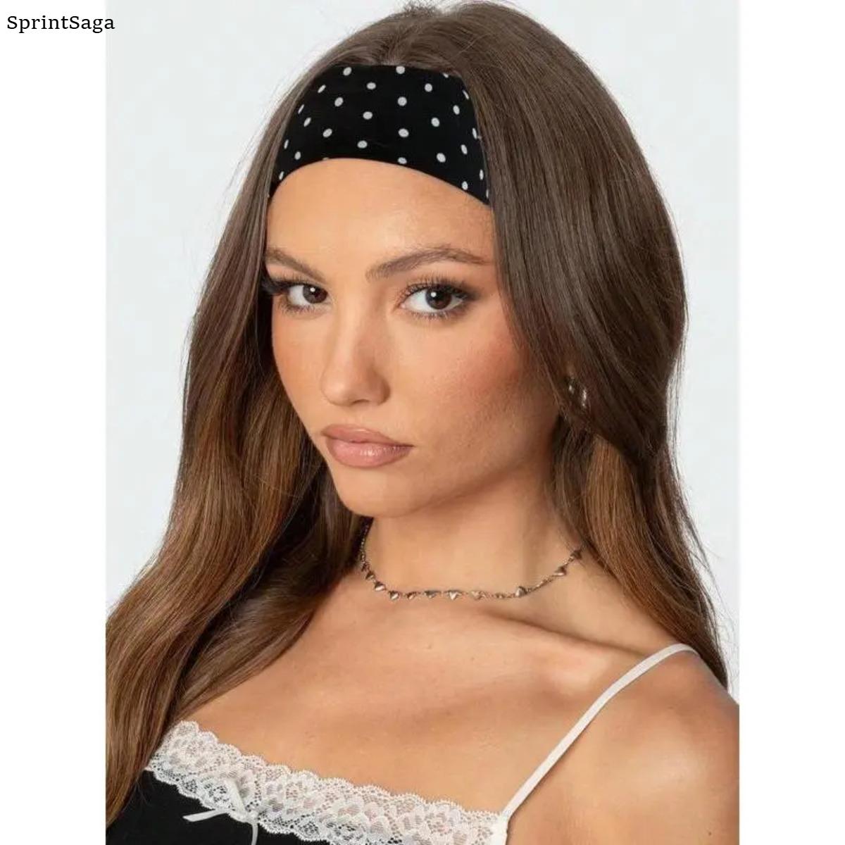 4 Pack Polka Dot Headbands for Women Girls, Cute Aesthetic Hair Bands, Vintage Retro Style Headbands for Thick Hair, Stretchy Comfortable Hair Accessories for Everyday Wear, Makeup, Travel