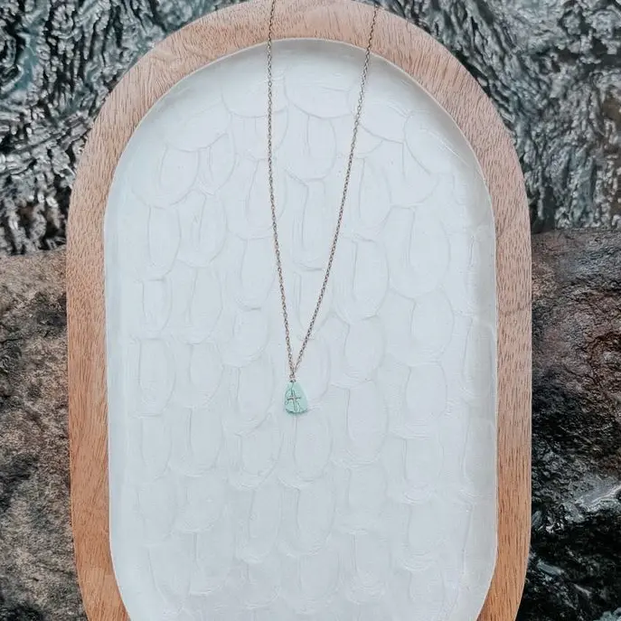 Turquoise Cross Necklace, 18k Stainless Steel Jewelry