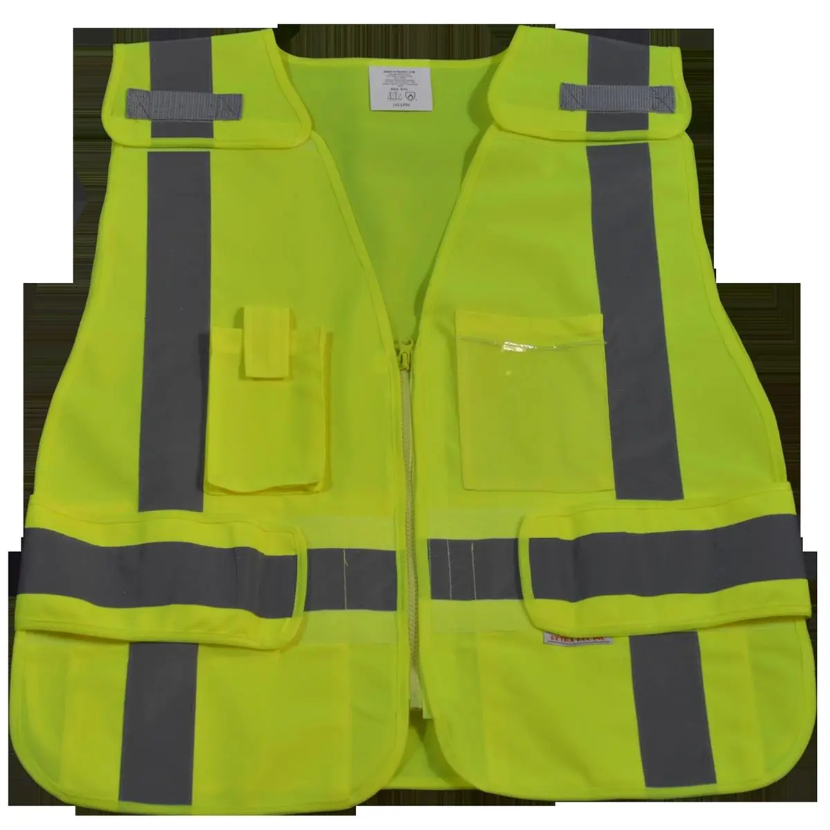 212 MAIN Reflective Safety Vest (207-2006 Standards), High-Visibility Lime Solid, Breakaway Design with Non-Cloth Hook & Eye Breakaway Zipper, 5 Pockets, 2X-5X Sizes for Public Safety Use, Adjustable