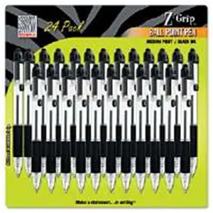 Zebra Pen Corp 12221 Retractable Ballpoint Pen- Black Ink- Medium- 24Per Pack