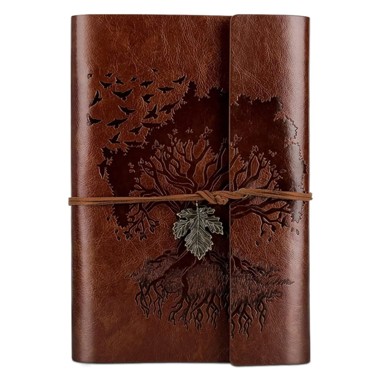 Vintage PU Leather Planner Notebook, 1 Count Refillable Travel Diary Notebook with 2 Pockets, Stationery Supplies for Home School Office