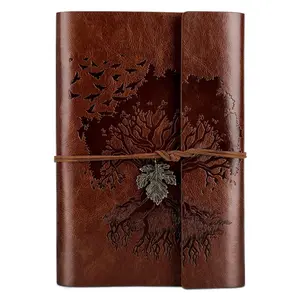 Vintage PU Leather Planner Notebook, 1 Count Refillable Travel Diary Notebook with 2 Pockets, Stationery Supplies for Home School Office