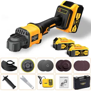 YUNXI Brushless Cordless Angle Grinder  Motor Tool with 21V Battery & Accessories No Load Speed 8300-12000 RPM Ideal Gift for Ceramic Tiles Stones Steel Wood Projects Pneumatic Metal Chamfering Tool Brushless Cordless Angle Grinder brushless angle grinder