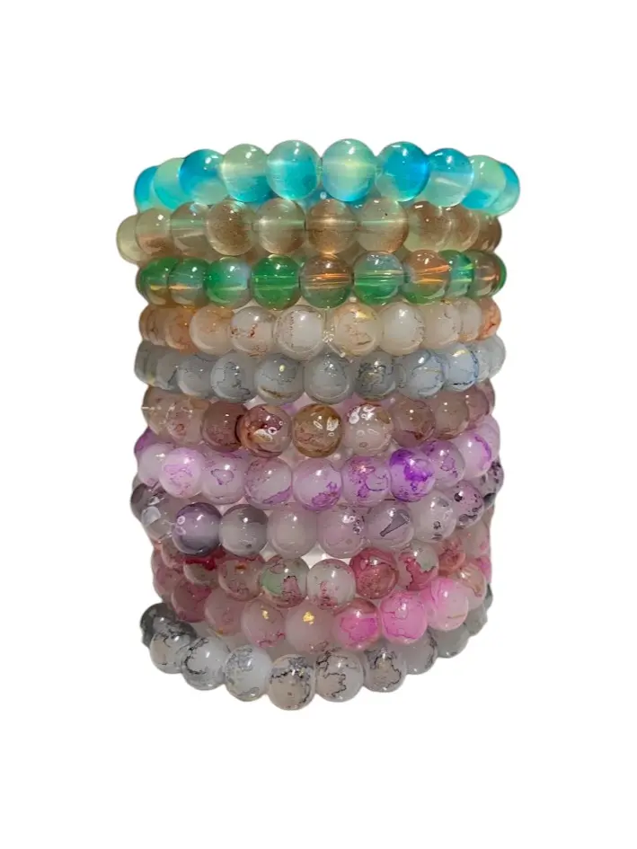 Beaded Bracelets | 8mm beads | pick your color | high quality natural glass beaded bracelet | long-lasting | stretchy braceletss |