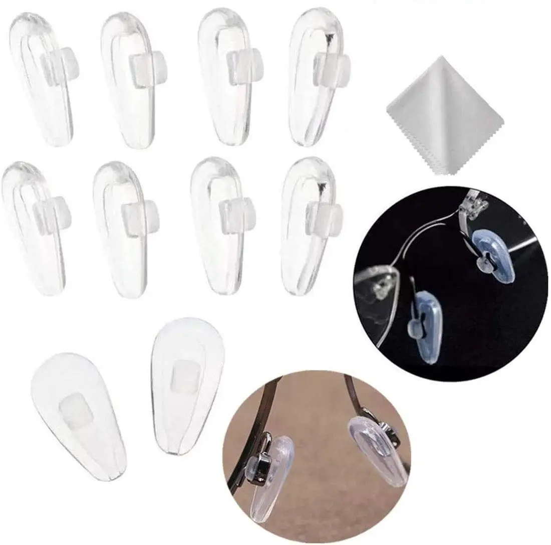 Push-in Eyeglass Nose Pads, Soft  Air Cushion Glasses Replacement Nosepad,14mm Air Chamber/Air Bag/Nose ,Anti-slip Nose Bridge Pads for Eye Glasses Sunglasses(Clear,5 Pairs)