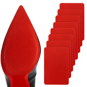 Red Sole Protectors, 10 pcs self-adhesive shoe bottom protectors for Christian Louboutin high heels, silicone anti-slip shoe grips compatible with Louboutin shoes (M, 6" x 4", red)