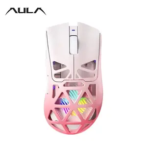 Aula Sc620 Tri-Mode Hollow Gaming Mouse, Adjustable Dpi 6 Levels, Lightweight Design, Cool RGB Lighting, Type-C Charging, Compatible with Laptops/pcs, Gaming Accessories