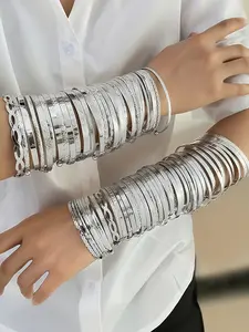 Elegant Vintage Cuff Bangle Set for Women, Geometric & Diamond Patterns, Perfect Gift for Christmas, Halloween, Layered Bracelet Set