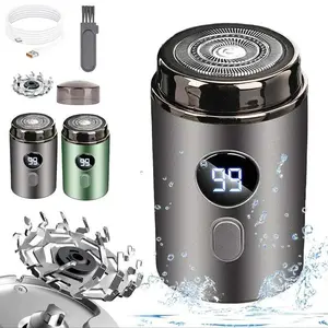 Portable mini electric shaver for men, waterproof and washable with a 3D floating cutter head beard trimmer, LCD screen, USB charging, cordless razor, 60 minutes working time, Type‑C fast charge, wet/dry shaving, grooming barber supplies for daily home, o