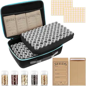 120 Slots Seed Storage Organizer with 20 Seed Envelopes, Sturdy Seed Organizer Storage Box with Zipper Bag Label Stickers(Seeds not Included), Seed Storage Container for Flower Plants Garden