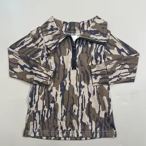 Kids Camo Half Zip Pullover Top Boy Hunting Clothes