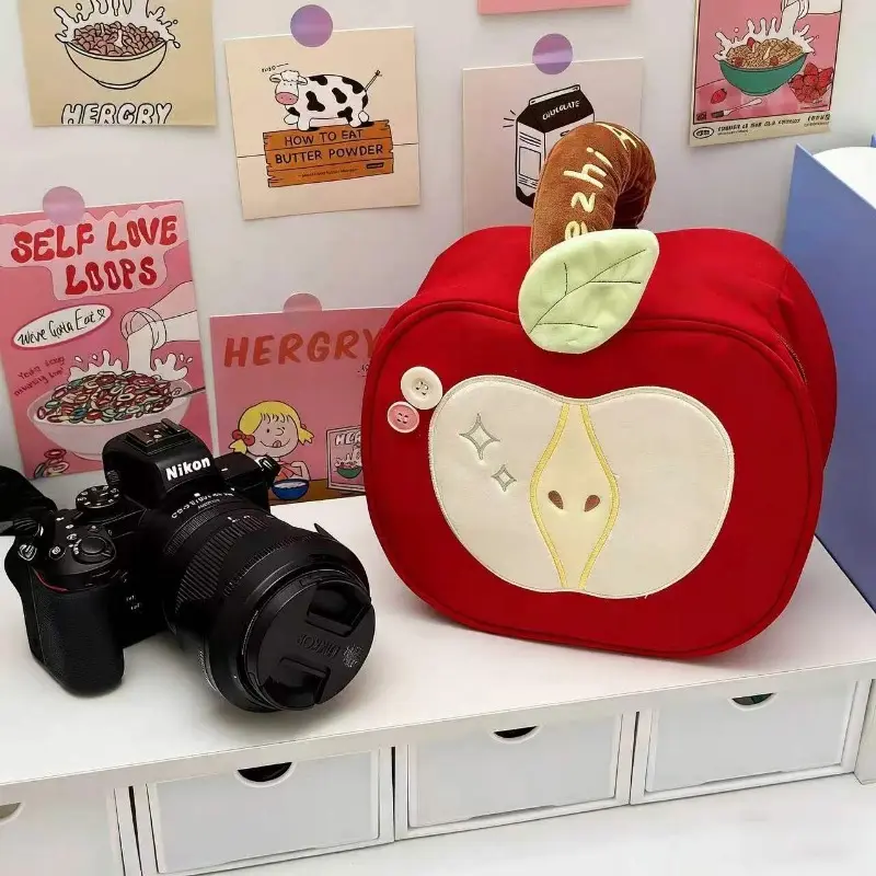 Half Apple Camera Storage Bag, Korean Style Cute Makeup Bag, Travel Portable Polaroid Organizer, Organizational Zipper Storage, Stylish and Functional Accessories, Zipper Pouches