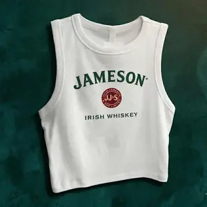 J@meson Ir!sh Whiskey Top, Micro Rib Tank Crop tank, St Patrick's Day Shirt, Summer Whiskey Graphic Tank Top, Y2K Jameson Tee, Stylish Irish Whiskey Shirt, Casual Summer Top