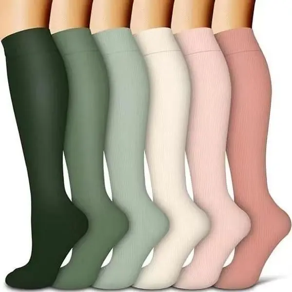 MhzyCaus 6 Pairs Women's Solid Color Compression Socks, Soft Comfortable Fabric, Quick Dry & Sweat-Wicking, Anti-Slip Design, All-Day Comfort Athletic Socks for Daily Comfort, Active Moments, Outdoor Activities & Long Wear