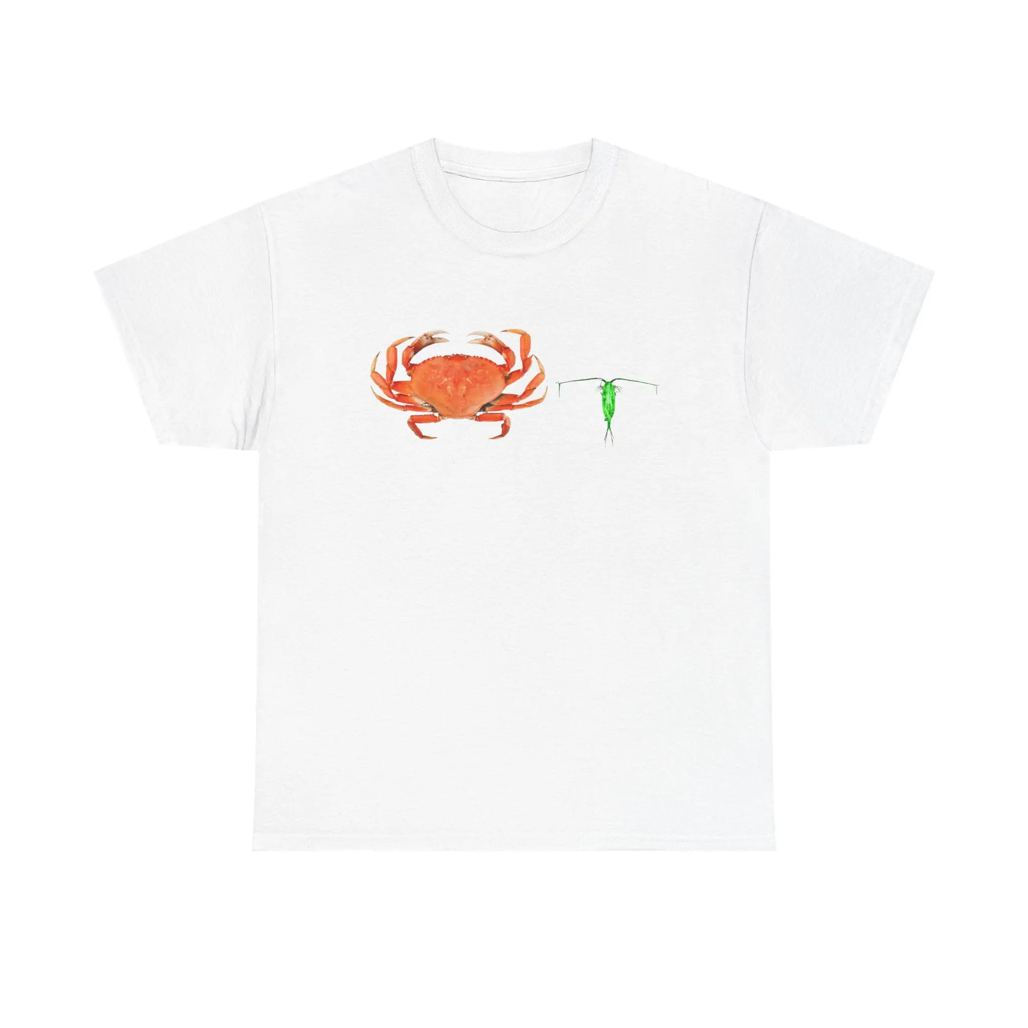 Men's Crab and Plankton Graphic T-Shirt, Soft 100% Cotton Short Sleeve Tee, Classic Crewneck Relaxed Fit, Tshirt, Shortsleeve, Drape, Round Neck, Print, Ribbed, Loose-Fitting, Year Round, Textured, Simple, Streetwear, Top, Casual, Fabric, Menswear, Breath