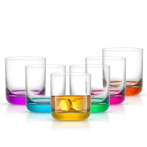 Hue Colored Double Old Fashion Whiskey Glasses, 10 oz