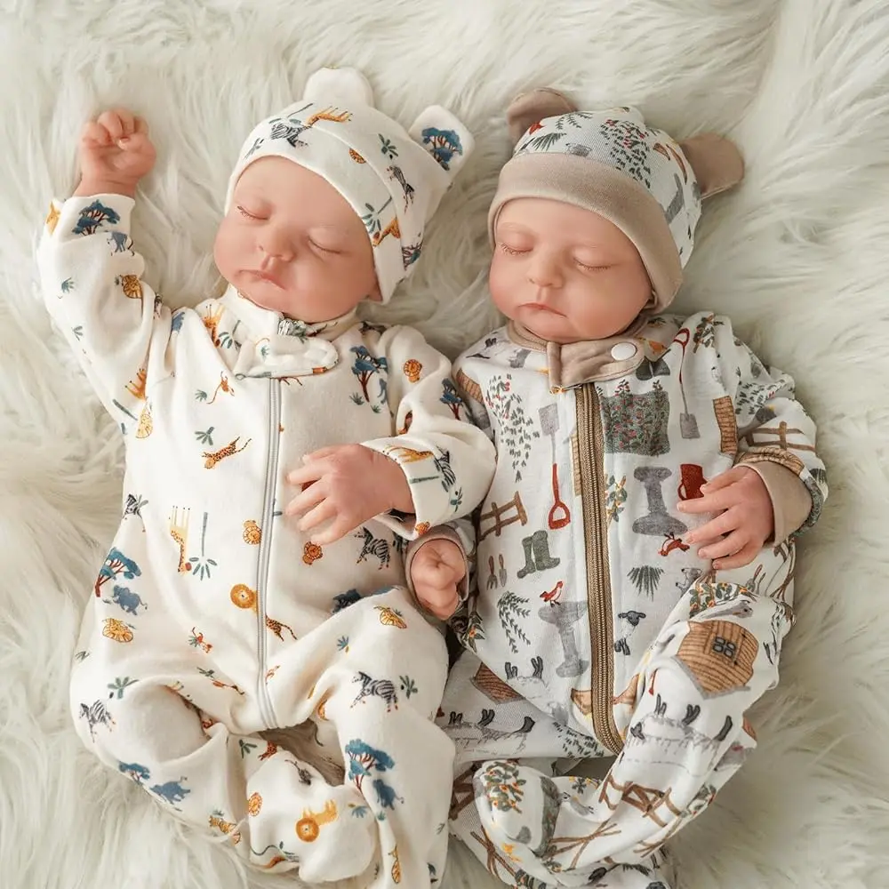 BABESIDE Lifelike Reborn Baby Dolls Twins, 17 /20 inch Soft Vinyl Limb Cloth body Dolls Realistic Newborn Real Life Baby Boy Girl Dolls with Clothes and Pacifier Toy Gift for Kids Age 3+