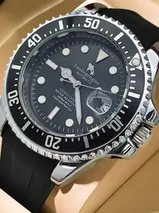 Men's Mechanical Watch, Business Fashion Watches, Round Analog Dial, Automatic European & American style Submariner series Blackwater Ghost, circular dial, automatic winding, hollow design, Silicone Strap, Business & Casual Wear, Waterproof Wristwatch