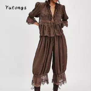 Women’s Long Pants Sets, Lace Trim Victorian Pantaloons, Capri Pants, Lounge Pajamas, Pettipants, Y2K Pajama Sets