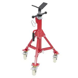 V-head portable pipe jack bracket, height adjustable 28-52 inches, foldable pipe bracket 1/8 "-12" capacity, 2500 pound load capacity, heavy-duty steel jack bracket with casters, suitable for steel pipes and wood