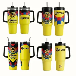 [MADE IN US] Mexico Soccer Fan Tumbler 40oz Handle Cup National Team Inspired Travel Mug Football Supporter Drinkware Gift