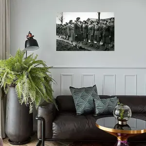 Female Soldiers World War II No. 6888 Central Battalion Black And White Poster (3) Canvas Print Wall Art Decoration Living Room Office Bedroom Aesthetic 18x12inch(45x30cm) Unframe-style