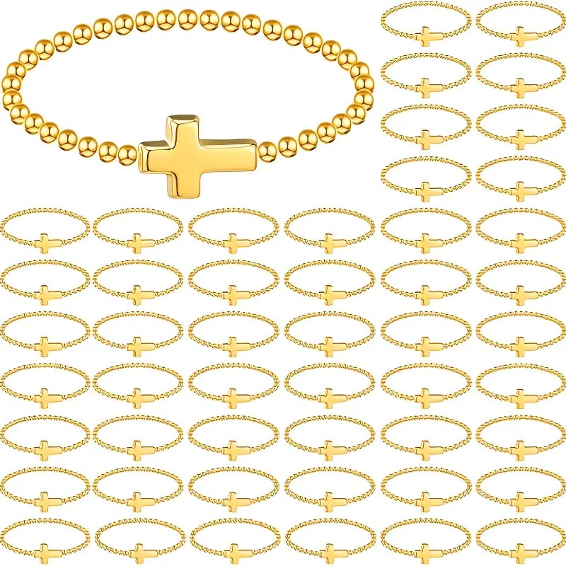 24Pcs Christian Cross Bracelets Bulk Suitable for Men & Women - Beaded Jesus Prayer Beads with Stretchable Retro Church Jewelry, Religious Gifts for Church Events, Daily Wear, Baptism, Confirmation, Easter, Year-Round, Bead Work Bracelets & Bangles, Chris
