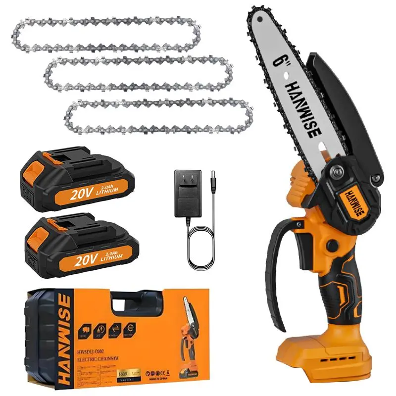 Brushless Cordless Mini Chainsaw, Lightweight Handheld Rechargeable Lithium Battery Chainsaw with Chain & Batteries, Portable Gardening Tool for Branch Pruning, Ideal Gift for Men