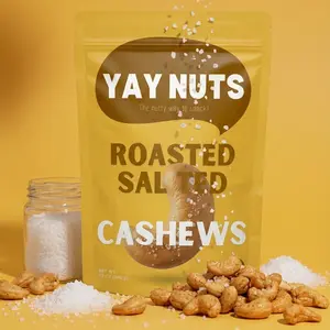 Yay Nuts Roasted & Salted Cashews, Premium Whole Cashews Roasted in Avocado Oil with Sea Salt, Clean Ingredients, No Preservatives, Resealable Bag, 12 oz