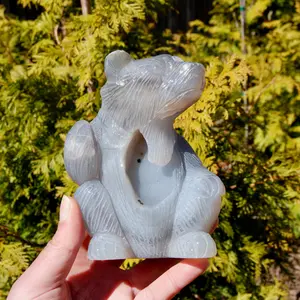 5in XL 1.8lb Agate Geode Carved Crystal Bear