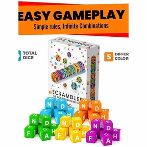 Scrambled Dice Word Game, Fun Family Board Game with 5 Color Dice, Unlimited Word Combinations, Easy Rules, Kids & Adults, Travel Hit