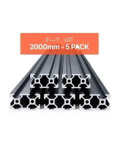 Five Piece 78.7 Inch (2000mm) T-Slot 2040 Aluminum Extrusion Anodized Linear Rail Assembly For CNC Machines And Linear Motion Projects, Modular Aluminum Profile System With High Strength, Precision Guidance, Easy Mounting