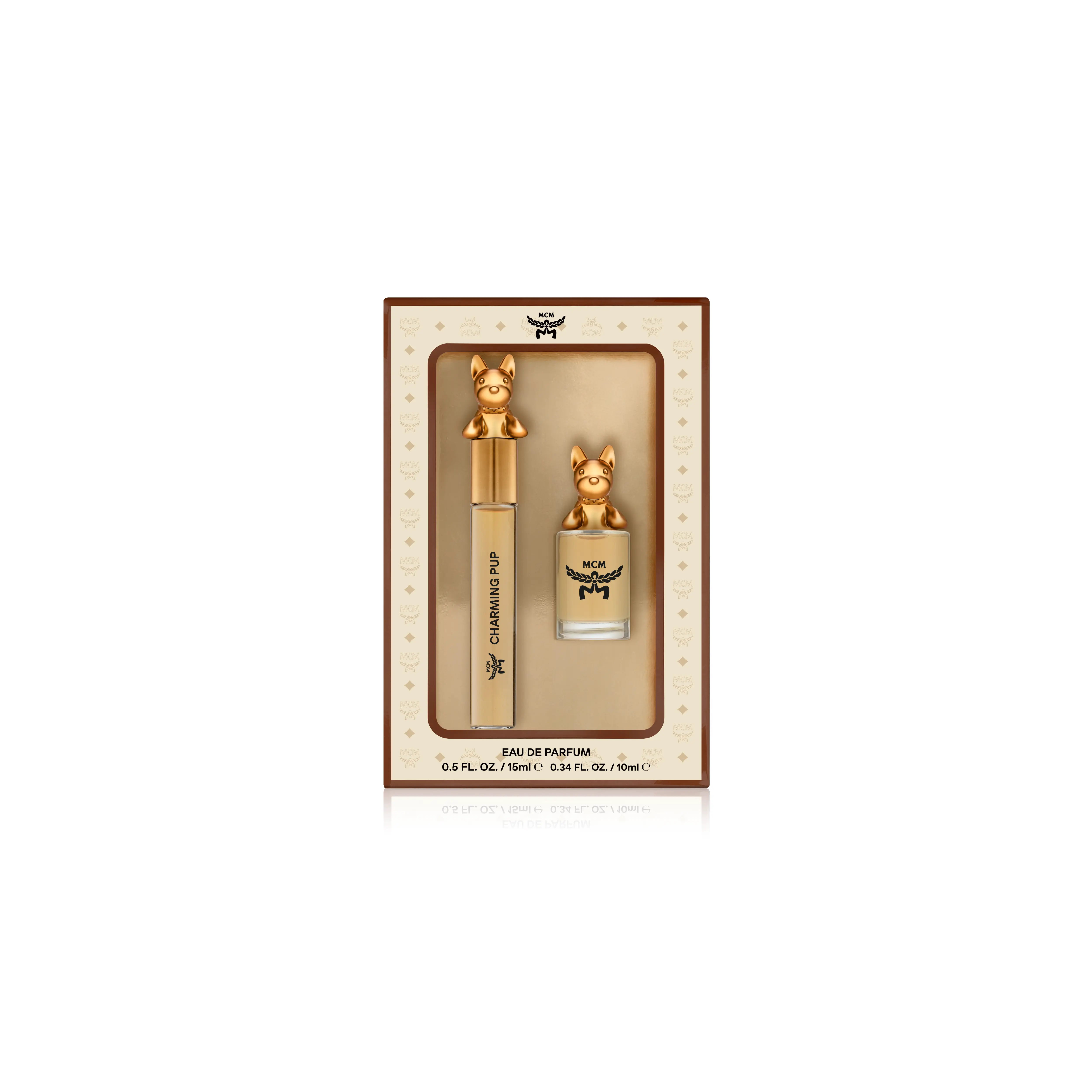 MCM Collection Charming Pup Mini & Travel EDP Gift Set – Eau de Parfum Spray 0.34Fl.Oz/10ml & 0.5Fl.Oz/15ml