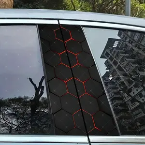 2pc Honeycomb Pattern Vinyl Sticker, Car B Pillar Protection Decal, Easy Peel & Stick, Sunproof Waterproof Scratch Resistant, All Cars Decor, Side Decals