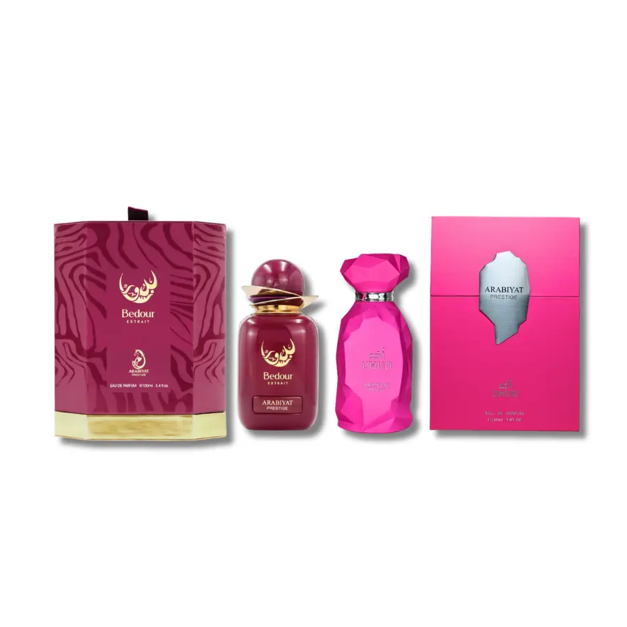 Arabiyat Prestige Bedour Extrait Eau De Parfum for Adults - Elegant Scent Fruity Floral Gourmand Perfume, Alcohol-Based EDP Perfume Spray with Citrus, Orange Blossom, Vanilla, 3.4 fl oz Multi-Pack Skin Spray Bottle