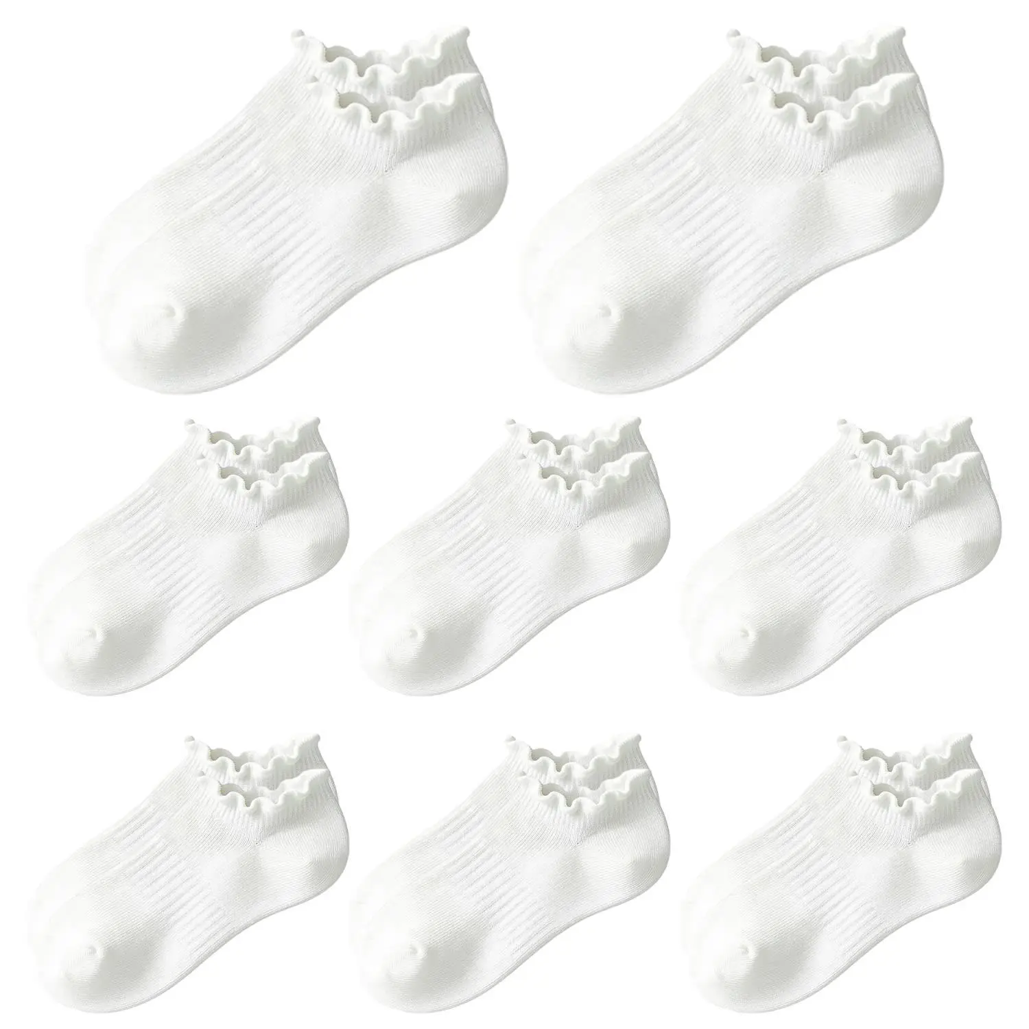 8 Pairs No Show Socks Womens Low Cut Non Slip Cute Ruffle Ankle Socks