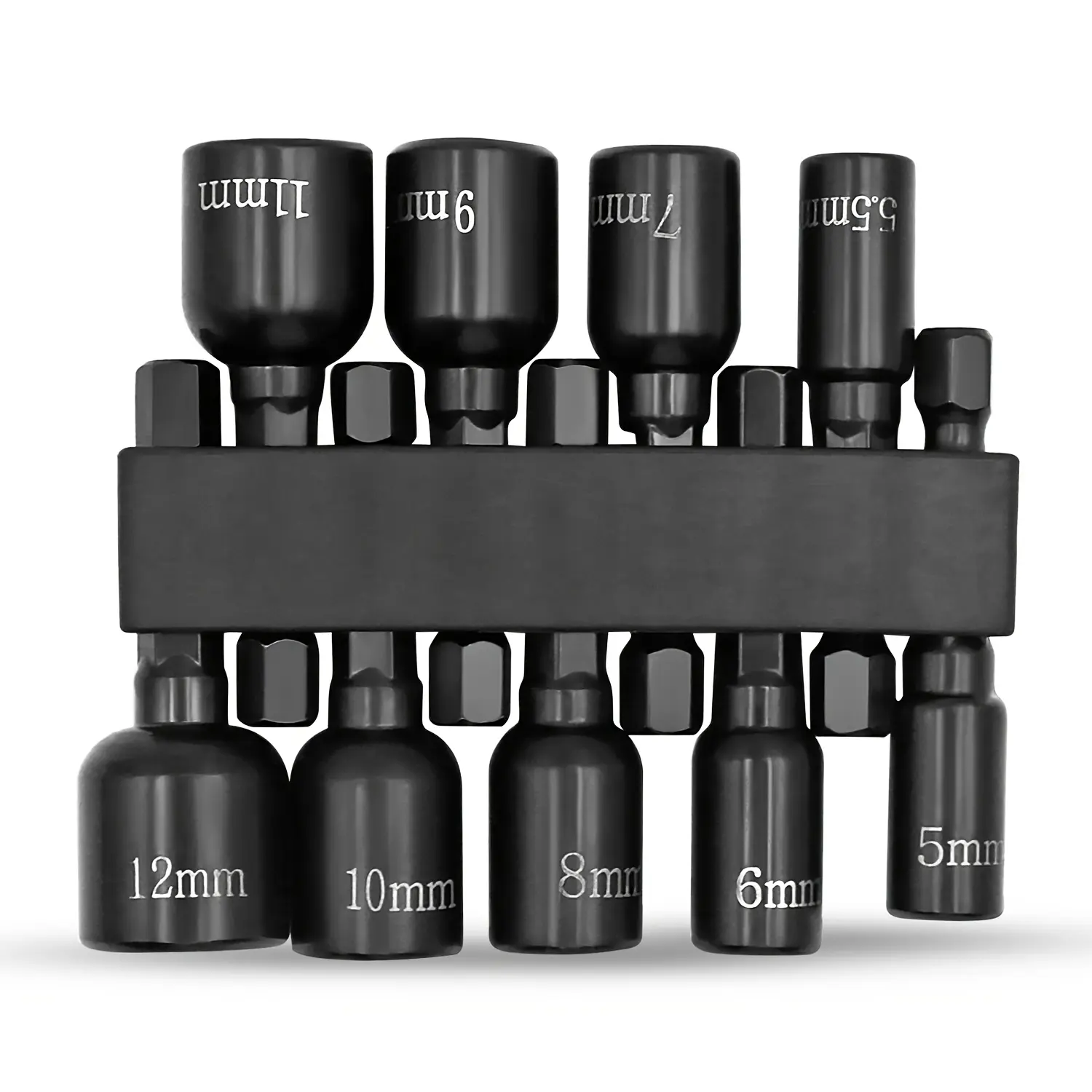 9 nut sleeve kits, metric hexagon socket drill bit, with 1/4-inch hexagonal shank, metal black chuck adapter, no assembly required, size 5mm-12mm, Drive Sockets, Socket Set Diyer, Socket Wrenches